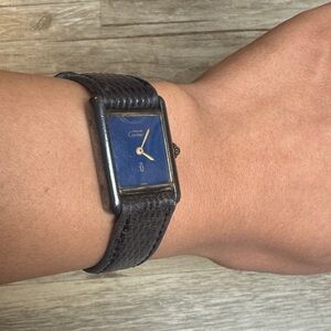 Cartier Must De Cartier 18k Electroplated 23mm Lapis Lazuli Vintage Ladies Watch